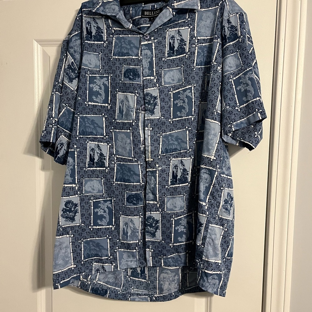 Bellini Navy and Light Blue Patterned Shirt